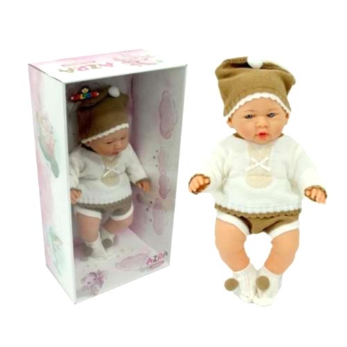 AZRA NEWBORN KAHVE-BEJ TRİKO ELBİSELİ BEBEK GLT1128-B *6