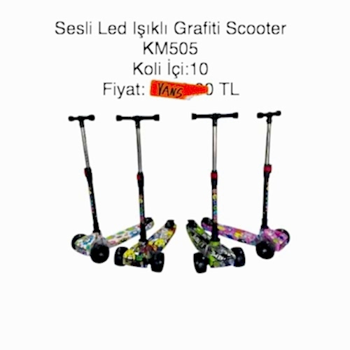 RENKLİ BASKILI IŞIKLI SESLİ SCOTER KM505 *10
